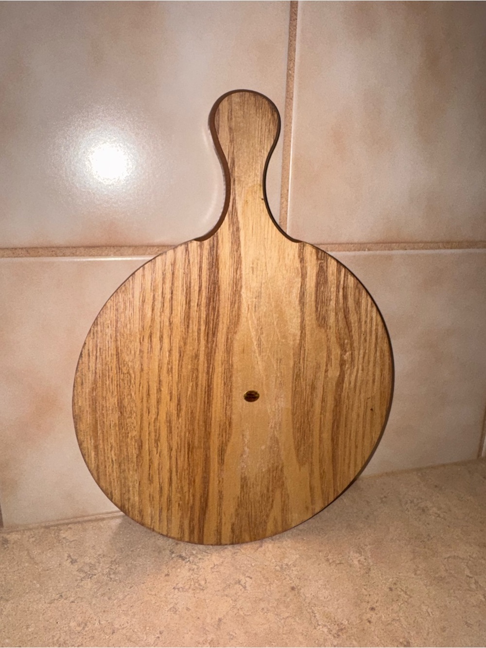 Round Wood Trivet Hot Plate Tile & Handle Sunflower 12” - Picture 5 of 5